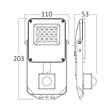PROIECTOR LED PF 10W 3IN1+SENZOR 1100LM IP65-GRI