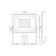PROIECTOR LED SLIM 50W 6500K + SENZOR IP54-CF NEGRU