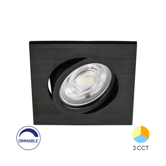 SPOT LED PATRAT 7W DIM 3IN1 230V IP20 NEGRU ROTA.