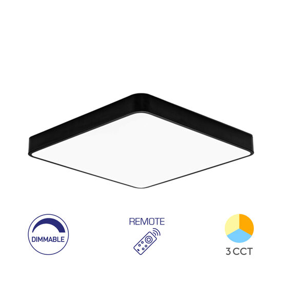 PLAFONIERA LED 45W TELECOMANDA NEGRU BLADE SQR