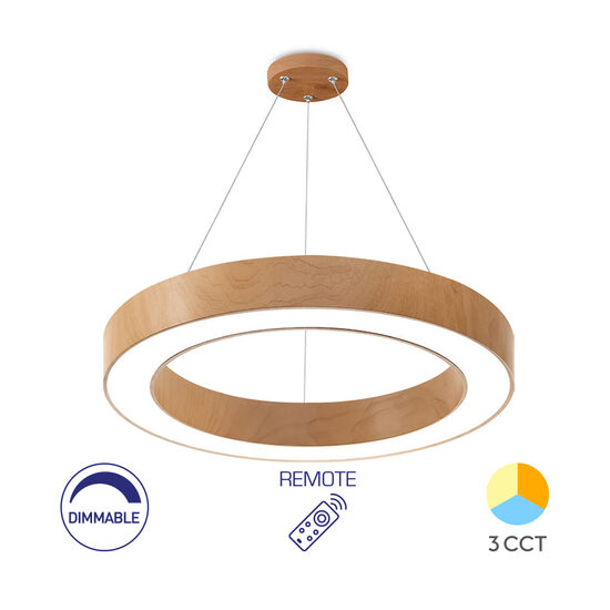 PLAF. LED SUSP 45W TELECOMANDA LEMN BLADE RND