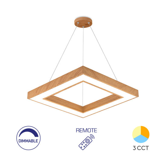 PLAF. LED SUSP 45W TELECOMANDA LEMN BLADE SQR