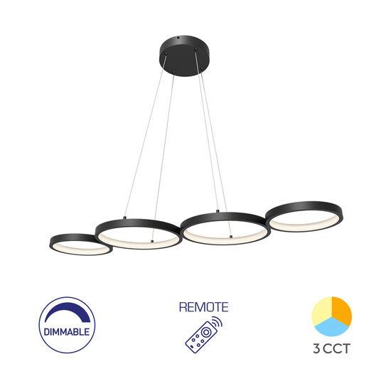 CORP DECORATIV LED 60W 3in1-Telecomanda-DIM PD1-RND NELA NEGRU