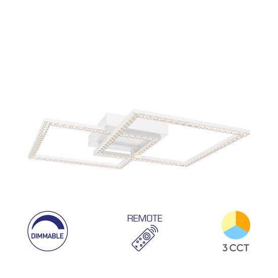 LUSTRA LED 55W CRYSTAL-3IN1-telecomanda-DIM-ALB