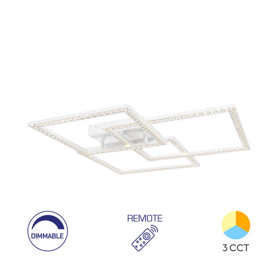 LUSTRA LED 80W CRYSTAL-3IN1-telecomanda-DIM-ALB