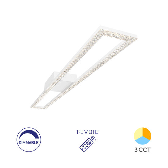 LUSTRA LED 40W CRYSTAL-3IN1-telecomanda-DIM-ALB
