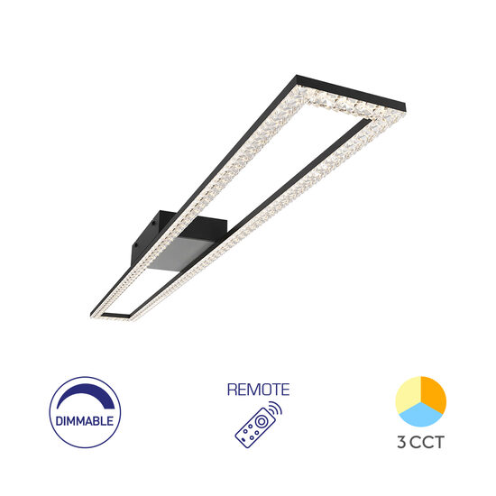 LUSTRA LED 40W CRYSTAL-3IN1-telecomanda-DIM-NEGRU
