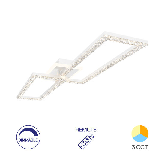 LUSTRA LED 55W CRYSTAL-3IN1-telecomanda-DIM-ALB
