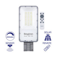 LAMPA STRADALA CU LED ST02, SOLAR+SENZOR+TELECOMND, DIM, P:100W, C:50W 6500K IP65