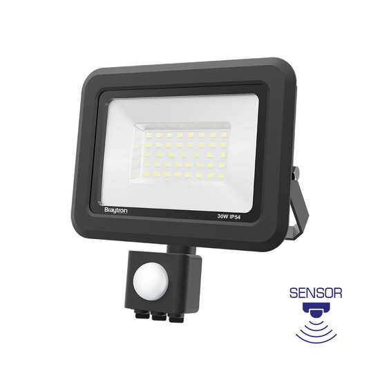 PROIECTOR LED SLIM 30W 6500K + SENZOR IP54-SF NEGRU