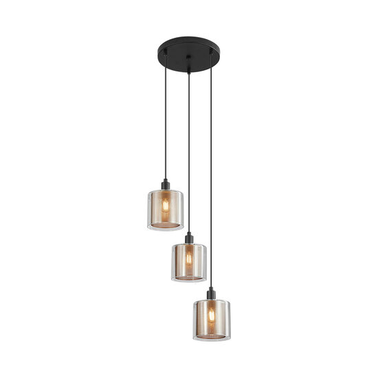 PENDUL TRIUNGHI S008R-3H-3xE14-SLV STICLA 