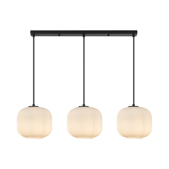 PENDUL LINIAR S009S-3H-1xE27-OPAL-NEGRU 
