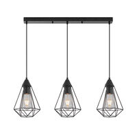 PENDUL W003S-3H-3xE27-METAL NEGRU 