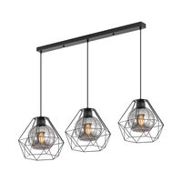 PENDUL W004S-3H-3xE27-METAL NEGRU 