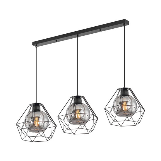 PENDUL W004S-3H-3xE27-METAL NEGRU 