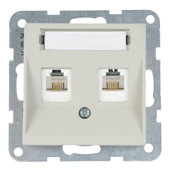 PRIZA TELEFON 2xCAT3 cu ETICHETA MEC. KARRE PLUS 55 SOFT TOUCH SANDSTONE
