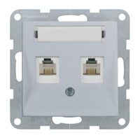 PRIZA TELEFON 2xCAT3 cu ETICHETA MEC. KARRE PLUS 55 SILVER
