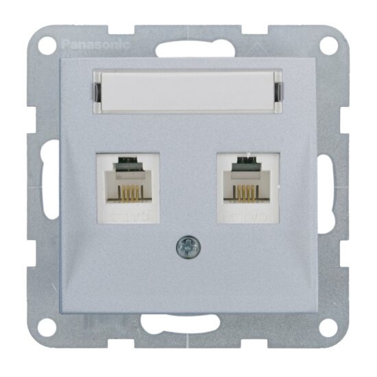 PRIZA TELEFON 2xCAT3 cu ETICHETA MEC. KARRE PLUS 55 SILVER
