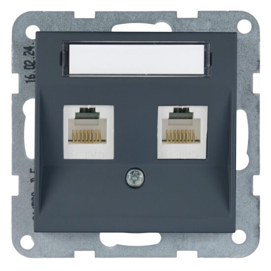 MECANISM PRIZA 2xCAT5e cu ETICHETA KARRE PLUS 55 SOFT TOUCH NIGHT