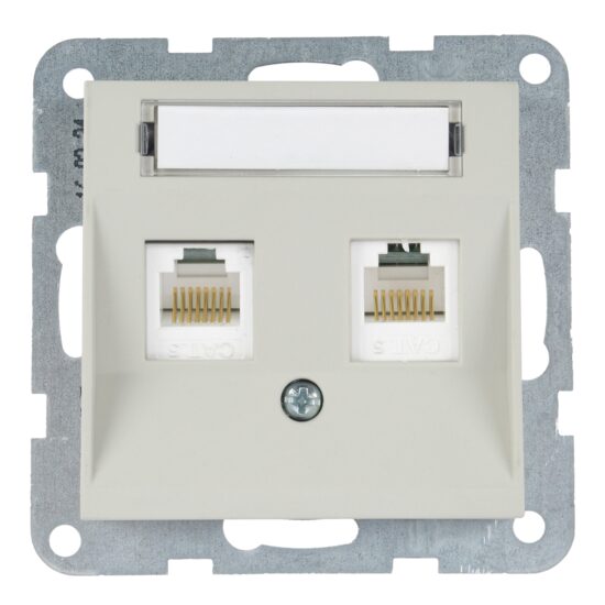 MECANISM PRIZA 2xCAT5e cu ETICHETA KARRE PLUS 55 SOFT TOUCH SANDSTONE