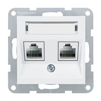 MECANISM PRIZA 2xCAT5e cu ETICHETA KARRE PLUS 55 ALB