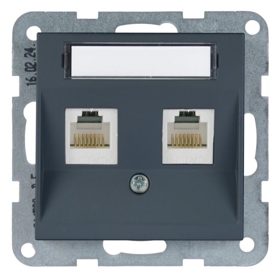 MECANISM PRIZA 2xCAT6 cu ETICHETA KARRE PLUS 55  SOFT TOUCH NIGHT