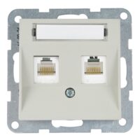MECANISM PRIZA 2xCAT6 cu ETICHETA KARRE PLUS 55 SOFT TOUCH SANDSTONE