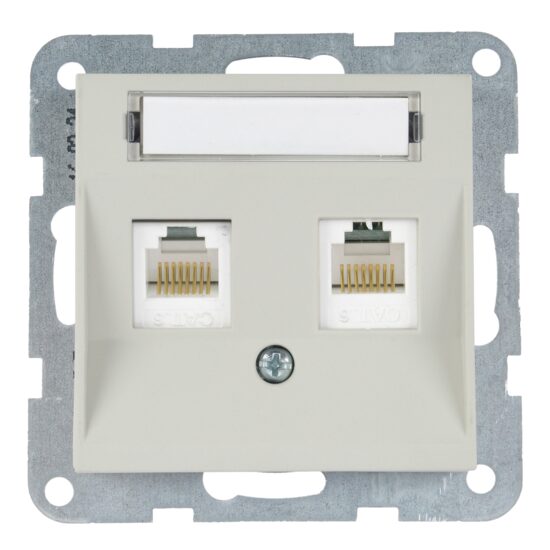MECANISM PRIZA 2xCAT6 cu ETICHETA KARRE PLUS 55 SOFT TOUCH SANDSTONE