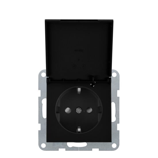 MECANISM PRIZA SCHUKO cu CAPAC PROT. COP QC KARRE PLUS 55 NEGRU
