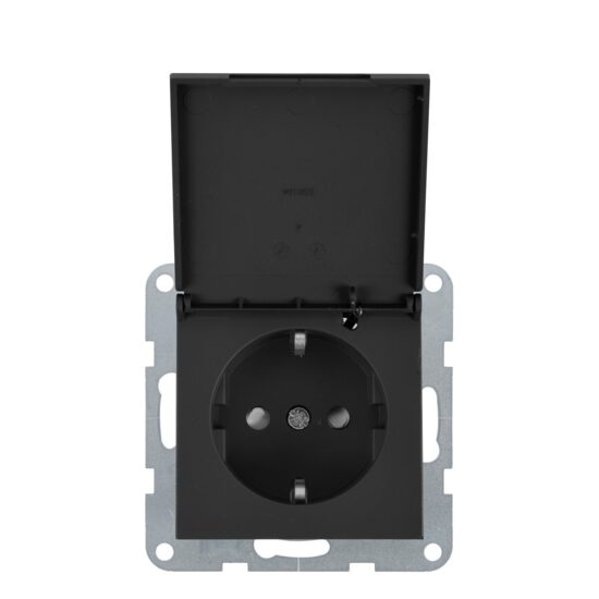 MECANISM PRIZA SCHUKO cu CAPAC PROT. COP QC KARRE PLUS 55 FUMURIU