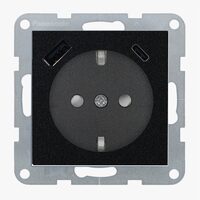 MECANISM PRIZA SCHUKO PROT. COP + USB TIP (A+C) QC KARRE PLUS 55 NEGRU