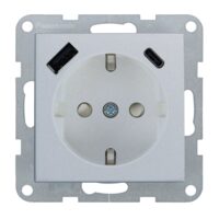 MECANISM PRIZA SCHUKO PROT. COP + USB TIP (A+C) QC KARRE PLUS 55 SILVER