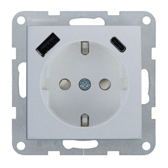 MECANISM PRIZA SCHUKO PROT. COP + USB TIP (A+C) QC KARRE PLUS 55 SILVER