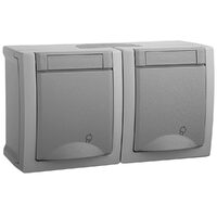 PRIZA SCHUKO DUBLA IP54 PACIFIC PANASONIC GRI