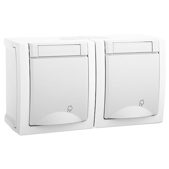 PRIZA SCHUKO DUBLA IP54 PACIFIC PANASONIC ALB