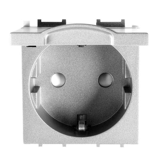PRIZA SCHUKO CU CAPAC MODULAR ALB METALIC 2M