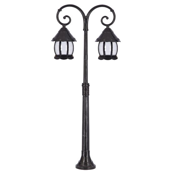 STALP H:140CM CU FELINAR 2xE27 NEGRU PT GRADINA, SANLI DECORATIV