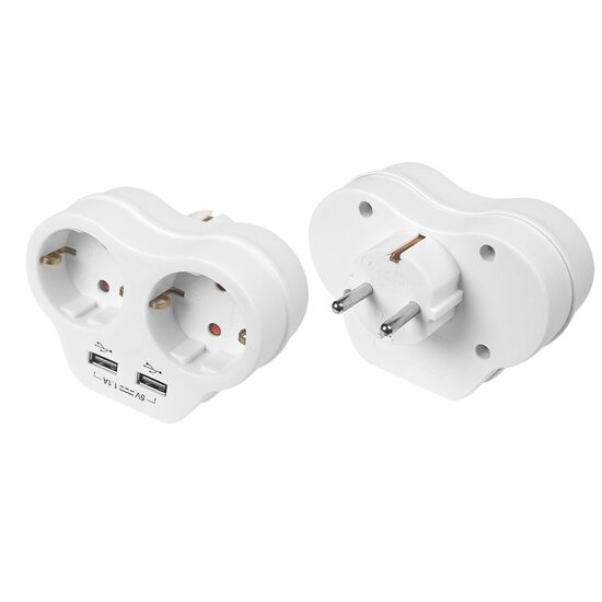PRIZA DUBLA SCHUKO+2xUSB (5V-2.1A)+STECHER (BLISTER)