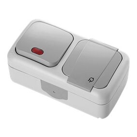 PRIZA SCHUKO UPS+ INTRERUPATOR LED IP54 GRI PALMIYE VIKO