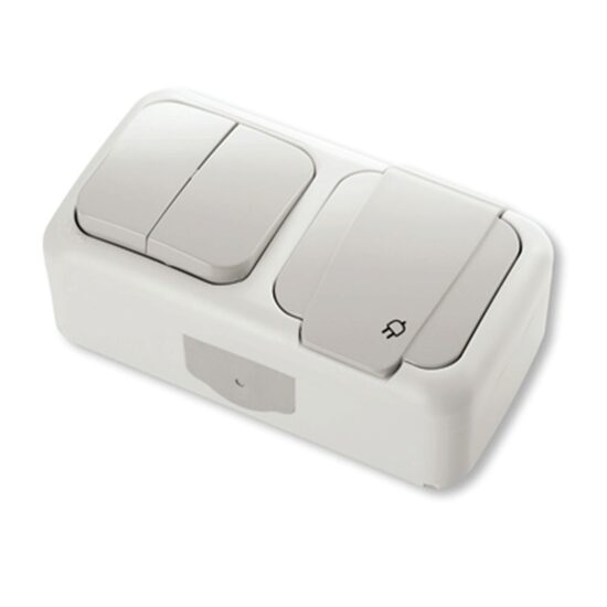 PRIZA SCHUKO + COMUTATOR IP54 GRI PALMIYE VIKO