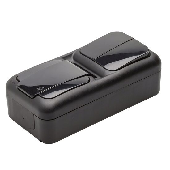 PRIZA SCHUKO + COMUTATOR IP54 NEGRU PALMIYE VIKO