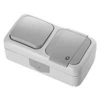 PRIZA SCHUKO+ INTRERUPATOR IP54 GRI PALMIYE VIKO