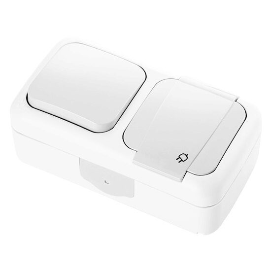 PRIZA SCHUKO+ INTRERUPATOR IP54 ALB PALMIYE VIKO