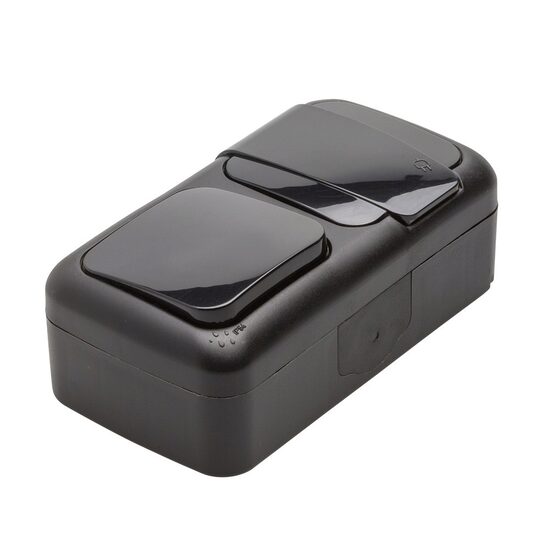 PRIZA SCHUKO+ INTRERUPATOR IP54 NEGRU PALMIYE VIKO