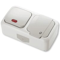 PRIZA SCHUKO+ INTRERUPATOR LED IP54 GRI PALMIYE VIKO