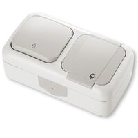 PRIZA SCHUKO+ INTRERUPATOR SCARA IP54 GRI PALMIYE VIKO