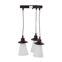 LUSTRA LEMN DORA TRIUNGHI GEAM CONIC 3X60W E14