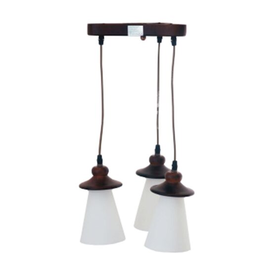 LUSTRA LEMN DORA TRIUNGHI GEAM CONIC 3X60W E14
