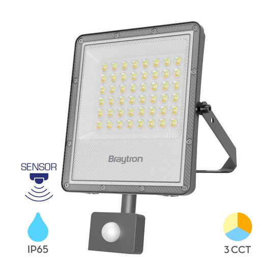 PROIECTOR LED PF 50W 3IN1+SENZOR 5500LM IP65-GRI