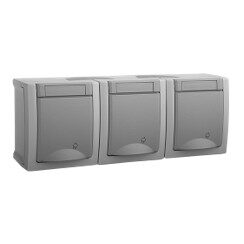 PRIZA TRIPLA SCHUKO IP54 PACIFIC PANASONIC GRI QC